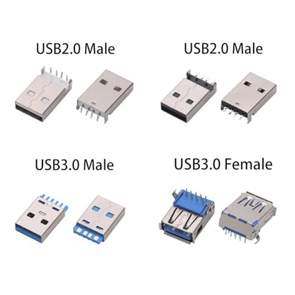 180PCS USB Connector Assortment Kit, Male Female Sockets for Repair