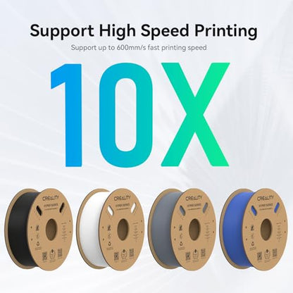 Creality Hyper PLA Filament 1.75mm, 30-600mm/s High Speed 3D Printer Filament, Dimensional Accuracy +/-0.02mm, Fit Most FDM 3D Printers, 4 Pack 1kg Spool(2.2lbs), Black & White & Grey & Blue - color: Black & White & Grey & Blue