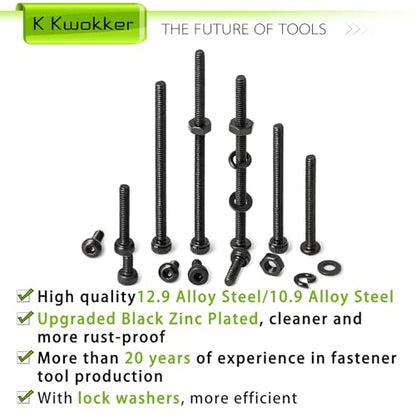 2060Pcs M2 Screw Kit Hex Socket & Button Head Bolts and Nuts Set - size: M2 - Socket Head & Button Head