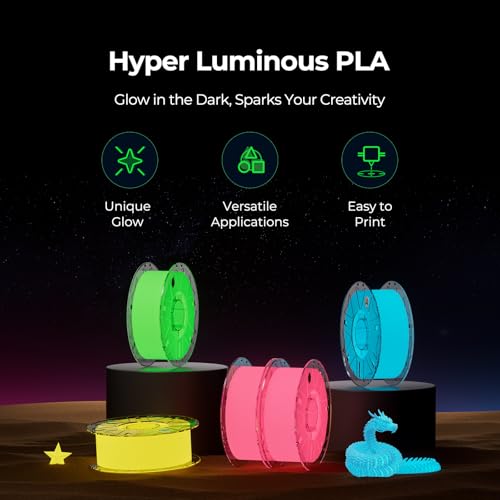 Creality Hyper Glow-in-the-Dark PLA Filament, Yellow, 1-Pack, 1KG - color: Luminous-yellow, size: 1kg