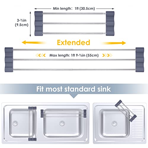 Tomorotec Adjustable Over-The-Sink Kitchen Rack, BPA-Free, Deep Gray - color: Deep Gray