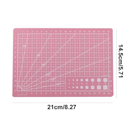 A5 Self-Healing Cutting Mat, Double-Sided Craft Mat with Grid Lines, Precision Rotary Cutting Board for Office Desk, Art Craft, Sewing, Hobby, and DIY Projects ﻿ (Pink) - color: Pink
