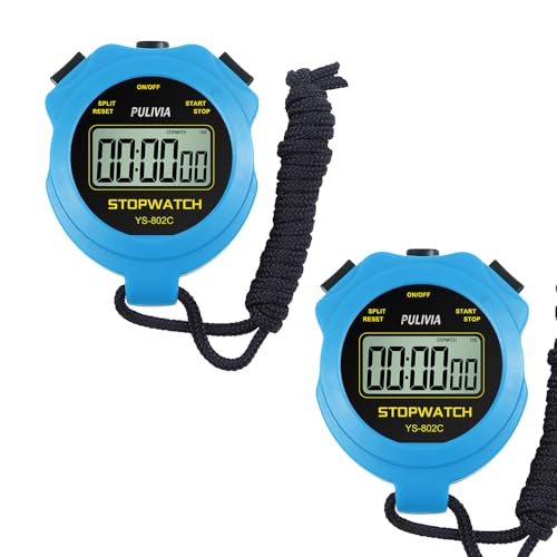 Digital Stopwatch Timer Only Stopwatch with ON/Off, NO Bell No Whistle Silent Basic Operation Children Friendly, PULIVIA Sport Stop Watch for Coaches Kids Swimming Running