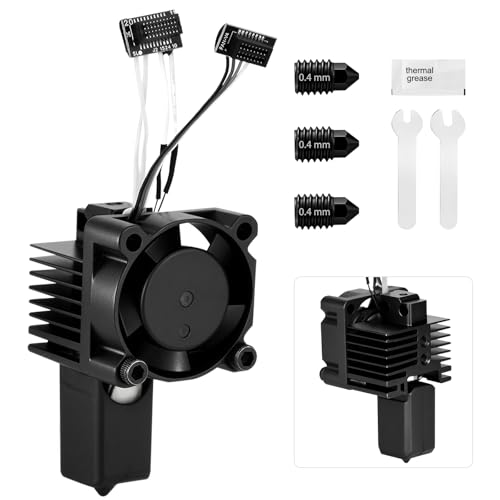 P1P P1S Hotend Complete Kit, Complete Assembly for Bamboo Lab P1 Series 3D Printer, 0.4 mm Hardened-Steel Nozzle, Ceramic Heater, Thermistor, Fan and 3D Printers Extruder Heating Block Replacement - size: P1 series Hotend 0.4mm