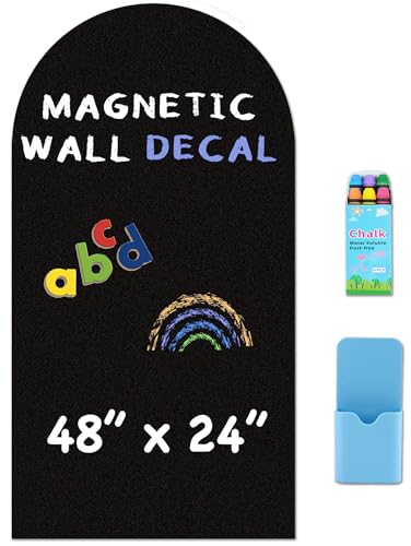 Arch Magnetic Wall Decal - 48" x 24" Matte Finish Chalkboard Sticker for Wall - Magnetic Board for Home(Black) - color: Black, size: 48"W x 24"H