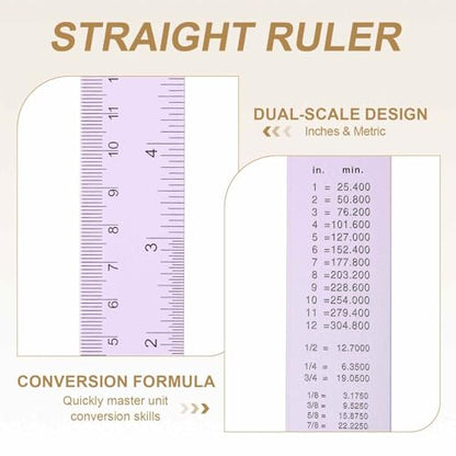 HARFINGTON 2pcs Metal Straight Ruler 20cm Metric SAE Aluminum Alloy Measuring Rulers Scale Tool with Hole for Measure Study Reading Classroom Office, Purple - color: Purple, size: 20cm