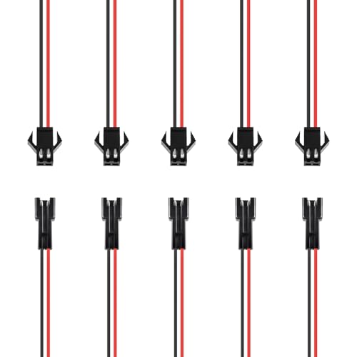 5 Set 2 Pins Male Female Flat Ribbon Cables, 20cm / 8" - size: 2Pin
