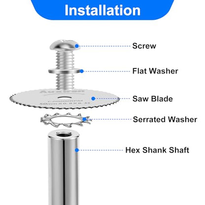 11 PCS Rotary Drill Saw Blades: 6 PCS Mini Circular Saw Blades with 2 PCS 1/4" Hex Shank, 1/8" & 1/4" Round Shanks+ Screwdriver, HSS Small Cutting Discs for Drills Rotary Tools, Inside PVC Pipe Cutter