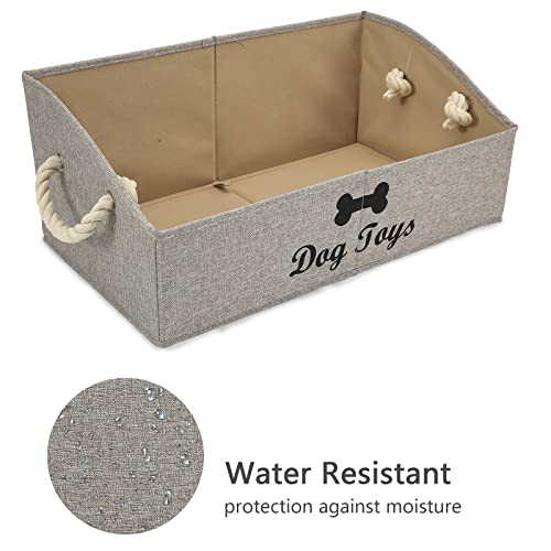 Geyecete Large Dog Toys Storage Bins - Foldable linen Trapezoid Organizer Boxes with weave Rope Handle, Collapsible Basket for Shelves (Light Brown-DOG) - color: Light Brown