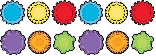 Carson Dellosa 36-Piece Gear Bulletin Board Cutouts, Red, Yellow and Green Cutouts for Bulletin Board, Science, and STEM Classroom Décor, STEM Cutouts for Classroom (Pack of 2) - size: Regular (Pack of 2), style: Gears