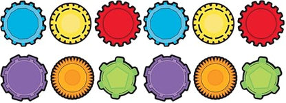 Carson Dellosa 36-Piece Gear Bulletin Board Cutouts, Red, Yellow and Green Cutouts for Bulletin Board, Science, and STEM Classroom Décor, STEM Cutouts for Classroom (Pack of 2) - size: Regular (Pack of 2), style: Gears