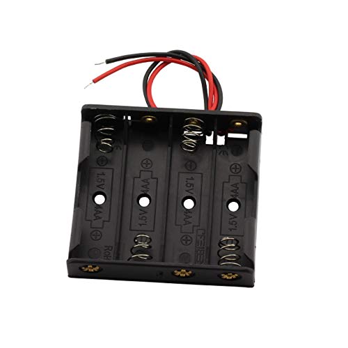 6 Pieces 4 Slots x 1.5V AA Battery Case Holder Battery Spring Clip Storage Box with 6 inches Wire Leads - size: 6 x 4 Slots AA without Switch