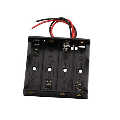 6 Pieces 4 Slots x 1.5V AA Battery Case Holder Battery Spring Clip Storage Box with 6 inches Wire Leads - size: 6 x 4 Slots AA without Switch