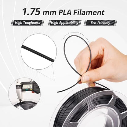 AMOLEN Silk 3D Printer Filament Bundle, PLA Filament 1.75mm Pack, Shiny 3D Printing Filament for Most FDM 3D Printer, Black, Purple, Silver Grey, Sapphire Blue, 200g X 4 - color: Black/Purple/Silver Grey/Sapphire Blue