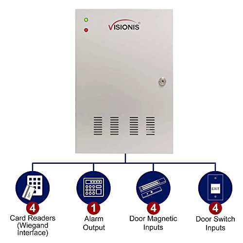 Visionis 4 Door Network Access Control Panel, TCP/IP, Fire Alarm, Cabinet - size: 4 Door Panel