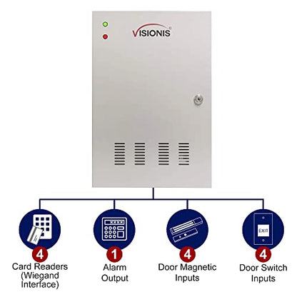 Visionis 4 Door Network Access Control Panel, TCP/IP, Fire Alarm, Cabinet - size: 4 Door Panel
