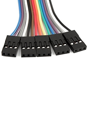 uxcell 10cm 2.54mm 3 Pin Female to Female F/F Jumper Cable Connector 5 Pcs
