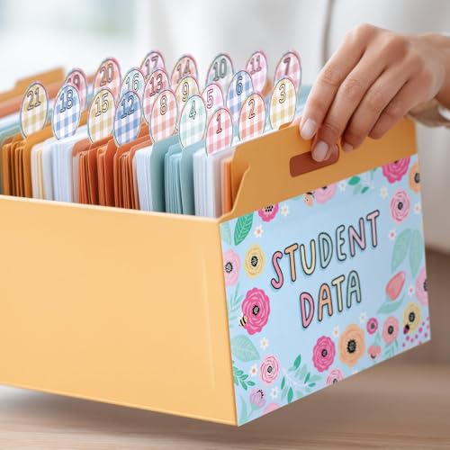 Marspark 10 Set Classroom Organization Folder Labels Student Data Stickers - style: Flower