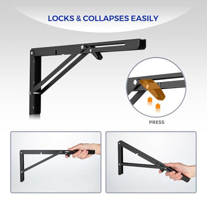 Ravinte Matte Black Folding Shelf Brackets, 22 Inch, 2 Pack - size: 22 Inch