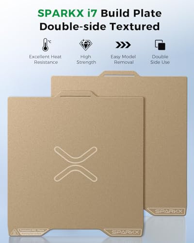 Creality Official SPARKX i7 Build Plate, Double Sided Textured PEI Sheet, 265×300mm Magnetic Flexible Removable Spring Steel Printing Plate, 3D Printer Bed Plate Gold (Without Magnetic Base)