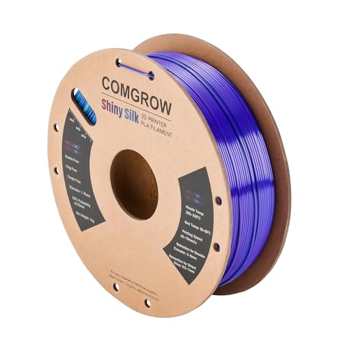 Comgrow Silk Shiny Blue Purple and Yellow 3D Printer Filament, Comgrow 3D Printing Materials Silk PLA 1.75mm, 3D Printing Filament +/-0.02mm, 1kg/2.2lbs Silk PLA - color: Blue & Purple &Yellow