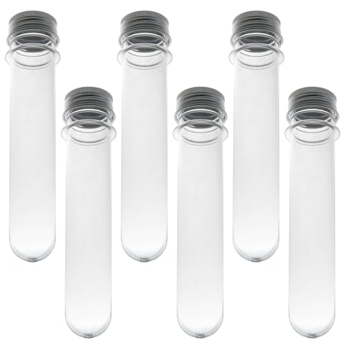 6-Pack Plastic Test Tubes with Screw Caps 45ml Clear Laboratory Tubes for Science Experiments, Party Decorations, Samples, Candies, Bath Salts & Storage