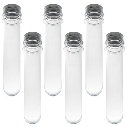 6-Pack Plastic Test Tubes with Screw Caps 45ml Clear Laboratory Tubes for Science Experiments, Party Decorations, Samples, Candies, Bath Salts & Storage