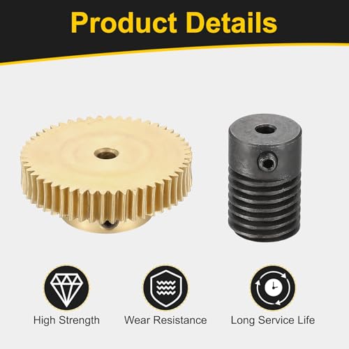 uxcell Worm Gear Set Right Rotation 50T 0.5 Module 1:50 Reduction Rate - size: Gear-3mm, Rod-3mm Bore, style: 0.5M-50T