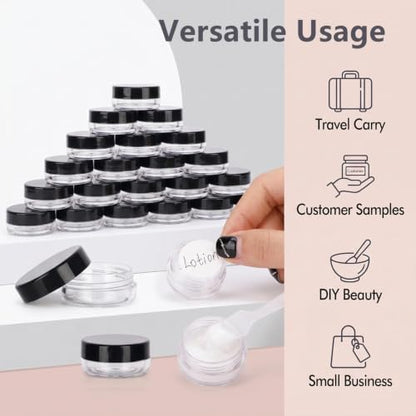 3 Gram Sample Containers 100 Count Empty Lip Balm Containers with Labels - color: Black