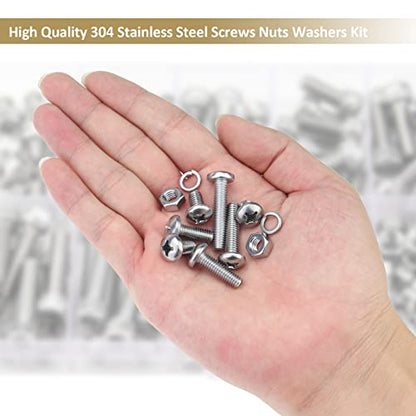 126 Pieces M6 x 8/10 /12/16 /20/25 /30mm Phillips Pan Head Machine Screws Nuts Washers Assortment Kit, 304 Stainless Steel, Fully Machine Thread - size: M6