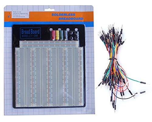 Tektrum EXTERNALLY Powered SOLDERLESS 3220 TIE-Points Experiment Plug-in BREADBOARD with Aluminum Back Plate and Jumper Wires for Proto-Typing Circuit - size: 3220 TIE-POINTS