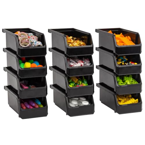 ReadySpace Small Stackable Plastic Storage Bins, 12-Pack, Black - color: Black, size: Small, 12-Pack