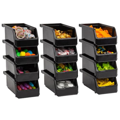 ReadySpace Small Stackable Plastic Storage Bins, 12-Pack, Black - color: Black, size: Small, 12-Pack