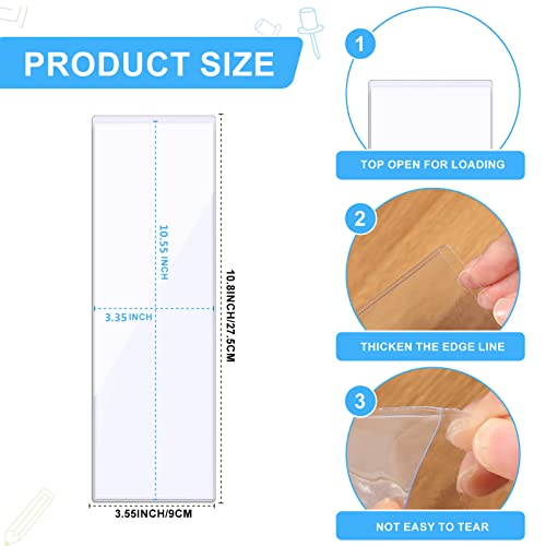 Chinco 30 Pcs Self Adhesive Clear Index Card Pockets, 3.55 x 10.8 inches - size: 3.55 x 10.8 Inches