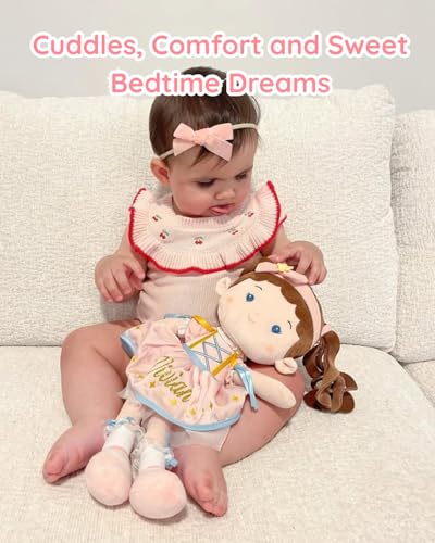 LeyaDoll Soft Plush Baby Doll 16'', First Rag Doll for 1 Year Old Girl Gift - color: Princess Twinkle-pink