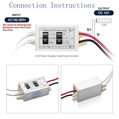 12V Power Supply LED Driver, Lustaled 15W 12 Volt Power Supply Transformer Waterproof IP67 Small 120V AC to 12V DC Converter for LED Strips, Security Cameras, Junction Box, G4 MR11 MR16 Bulbs (4-Pack) - style: 15W 12V - 4 Pack