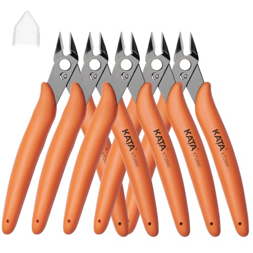 KATA Mini Flush Cutters, 5-Inch Wire Cutters Plier for Jewelry & DIY Crafts - color: 5 Pack 5" Orange
