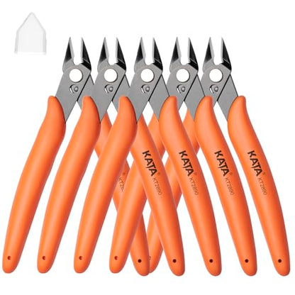 KATA Mini Flush Cutters, 5-Inch Wire Cutters Plier for Jewelry & DIY Crafts - color: 5 Pack 5" Orange
