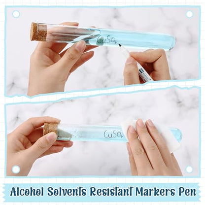 3 Pcs Alcohol Resistant Lab Markers Dual Head, Black - color: Black