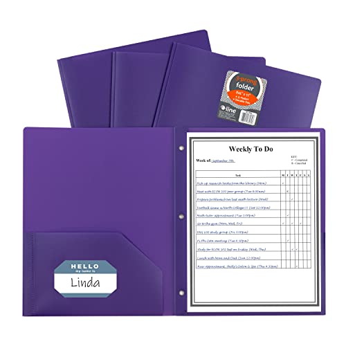 C-Line Heavyweight Poly Portfolio with Prongs, Purple, 25/Box (33969) - color: Purple, size: 25-Pack with Prongs