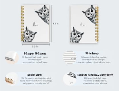 Cute Owl Notebook Journal, Ostrich Gifts - color: Owl, style: White