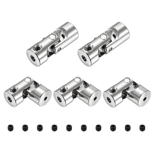 MECCANIXITY 5pcs Universal Joint Shaft Coupling, 2mm to 3mm Inner Dia Rotatable Steering Shaft U Joints Coupler with Screws for RC Car, Robot, Boat Drive Ship Motor Use - size: 2mm to 3mm