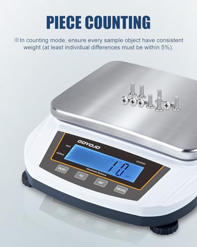 GOYOJO Analytical Balance, 5000g x 0.01g Lab Scale, High Precision Digital Scientific Scale with Stainless Steel Pan, 19 Units, Tare & Piece Counting for Laboratory, Jewelry and Kitchen - color: Silver-5000g x 0.01g