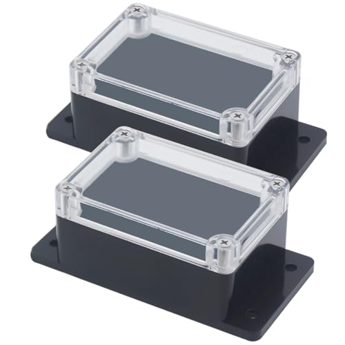 Junction Box, Zulkit Project Box IP65 Waterproof Outdoor Box ABS Plastic Electrical Boxes Electronic Enclosure with Fixed Ear 3.94 x 2.68 x 1.97 inch (100X68X50mm) (Pack of 2) - size: 3.94" x 2.68" x 1.97"(Pack of 2)