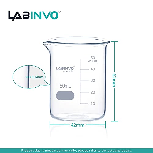 Low Form Graduated Glass Beaker, 10pcs of Vol.50ml, 3.3 Borosilicate Glass Beaker Set, IN-BKL50 - style: 10 PCS of 50 mL