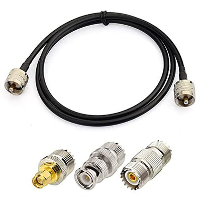 Superbat CB Coax Cable PL259 RG58 Cable 3ft +3pcs SMA BNC SO239 Adapter - size: 3 ft