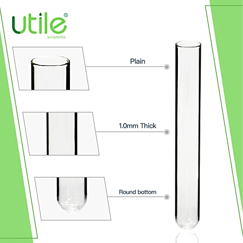 Utile 50pcs of Plain Cylindrical Glass Test Tubes, Vol.14ml, 16x125mm, Medium Borosilicate Glass Material, 4004.0129.50 - style: 50pcs of 16x125mm