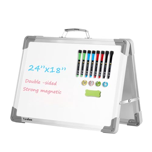 Tankee Dry Erase Board 18x24 Double Sided Magnetic Whiteboard with Stand - color: Gray, size: 24"W x 18"H