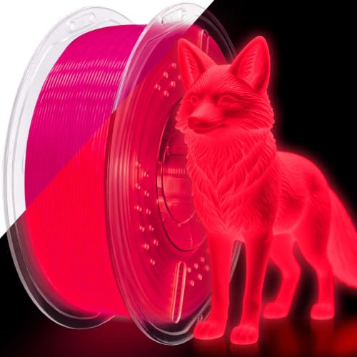 PLA+ 3D Printer Filament, Glow in The Dark Filament 1.75mm, Long-Lasting Glow & High-Brightness, Luminous Red Bright 3D Printing Filament for Most 3D Printer - 1kg Spool(Glow Red) - color: Red
