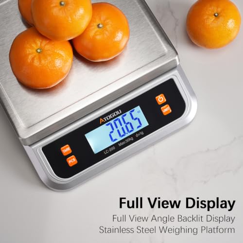Atogou 66lb Food Scale, Commercial Kitchen Scale Plug-in Usable - size: Silver 66 lb (30 kg)
